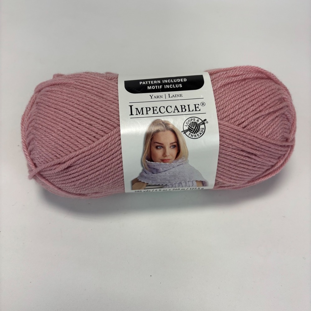 Loops & Threads‎ Impeccable Yarn Unisex 4.5oz Soft Rose New Medium Acrylic 285yd